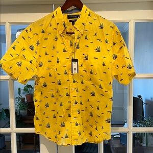 NWT Crown & Ivy Yellow Sailboat Print Shirt